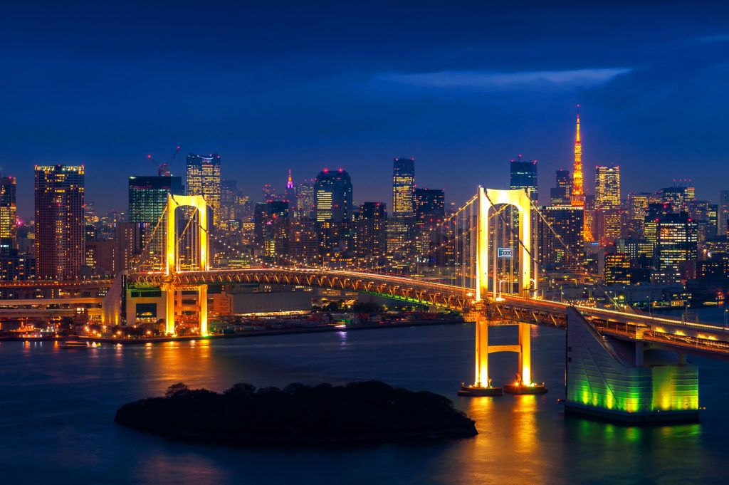 horizonte tokio puente rainbow torre tokio tokio japon